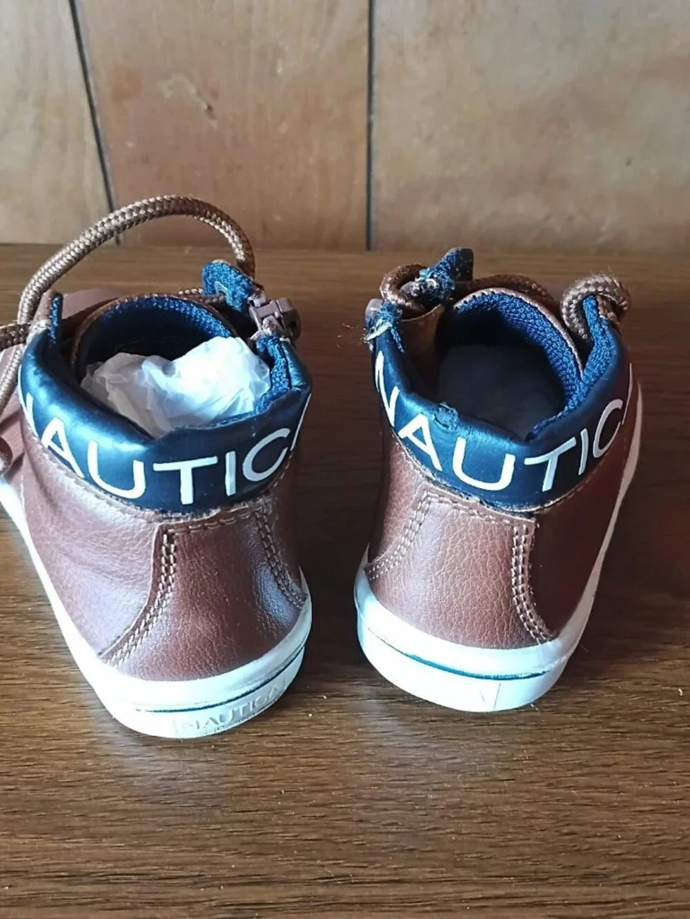 Nautica Toddler Boys Sneakers Size 5 Brown High Top Zip Lace Casual Shoes